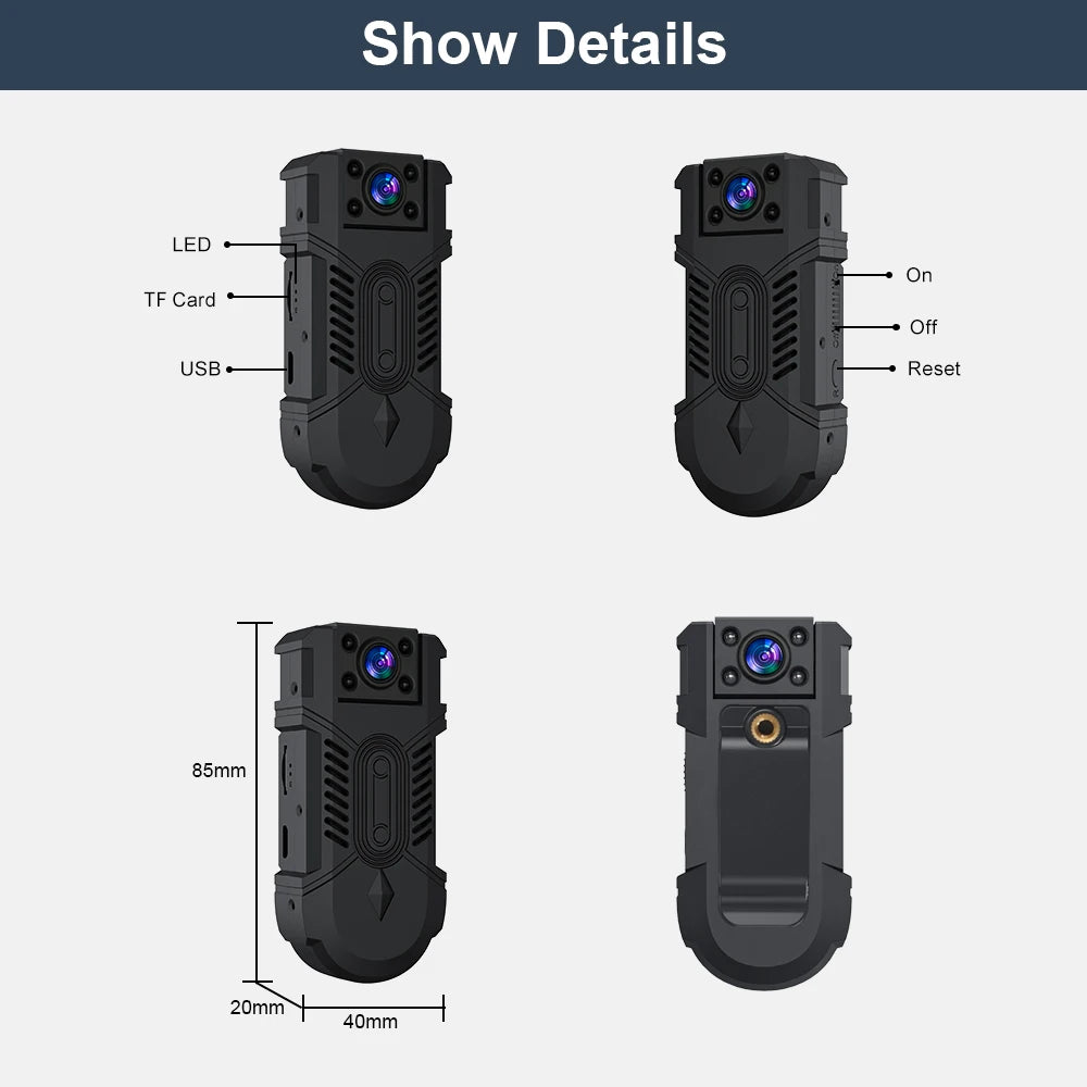WD18 Wireless Mini Camera WiFi IP Home Safety Body Cam Night Vision Remote real-time Monitor For Home Tiny battery Security Cameras