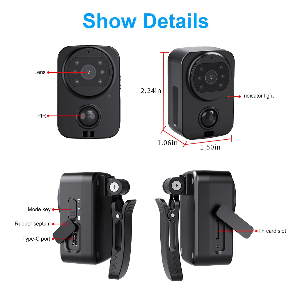 PD01 Waterproof Mini Camera Motorcycle and Bike Recorder Sport DV Pocket PIR Small Police Wearable Body