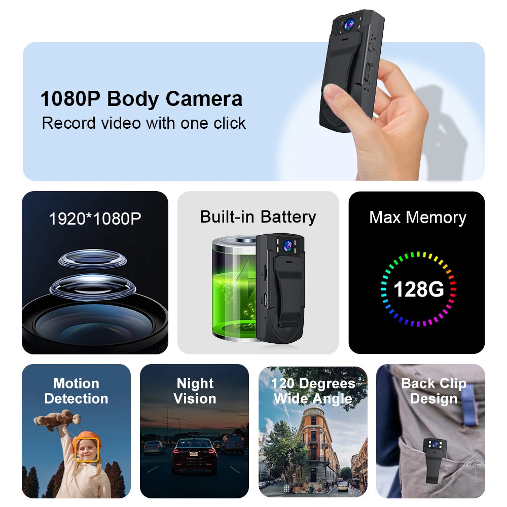 MD33-T 1080P HD Mini Camera Video Recorder Night Vision Micro Camcorder for Aerial Sports Smart DV Voice Body Cam