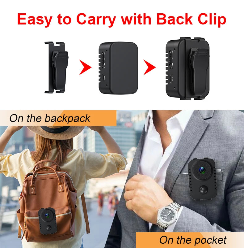 MD29 HD Mini Body Camera 1080P Security Pocket Cameras Motion Activated Small Nanny Cam for Cars Standby Espia Webcam 8H Working