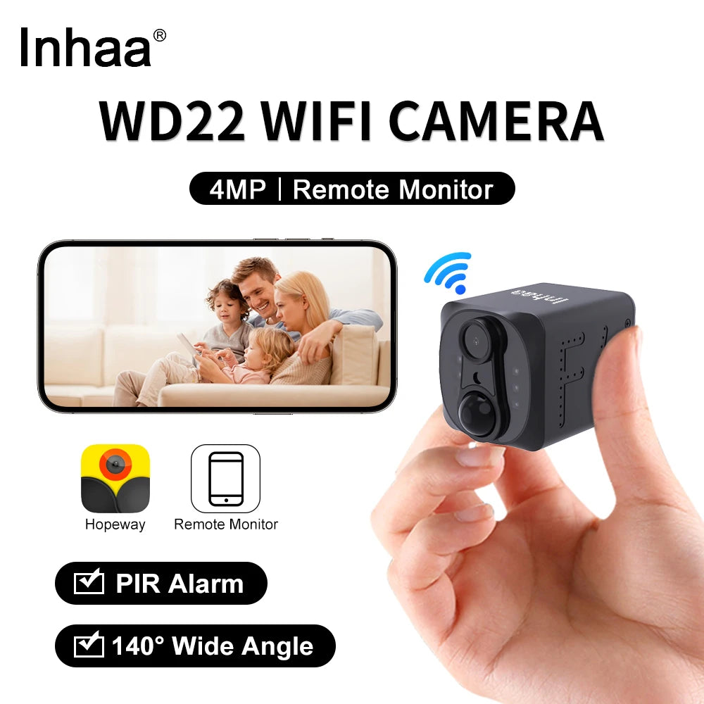 lnhaa WD22 4MP Wireless Security Camera with PIR Alarm 2-Way Talk - 140° Wide Angle 90D Standby Night Vision