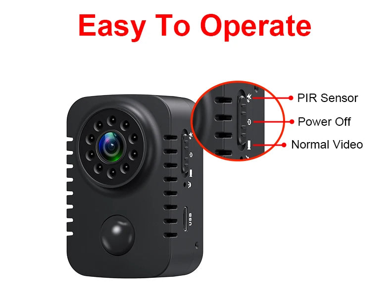 MD29 HD Mini Body Camera 1080P Security Pocket Cameras Motion Activated Small Nanny Cam for Cars Standby Espia Webcam 8H Working