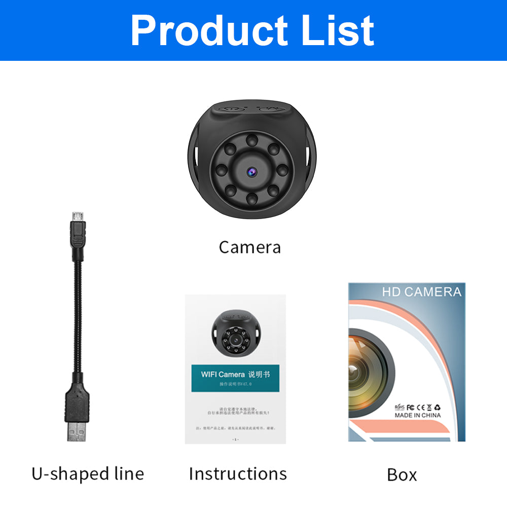 WK10 Mini Wifi Camera Wireless Video Clear IR Night Vision Motion Detection Home Security Surveillance Camera Monitor