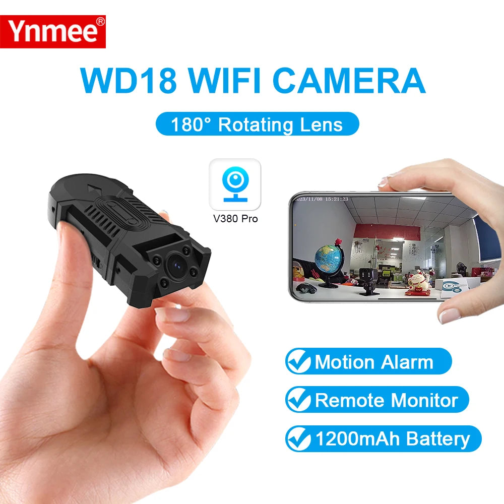 WD18 Wireless Mini Camera WiFi IP Home Safety Body Cam Night Vision Remote real-time Monitor For Home Tiny battery Security Cameras