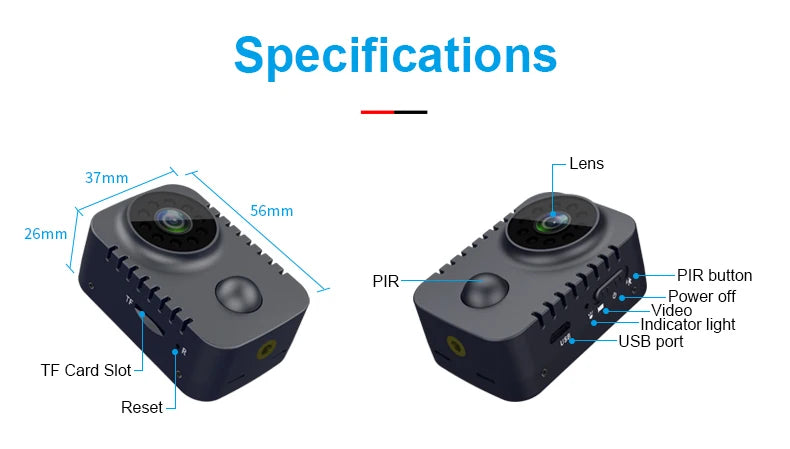 MD29 HD Mini Body Camera 1080P Security Pocket Cameras Motion Activated Small Nanny Cam for Cars Standby Espia Webcam 8H Working