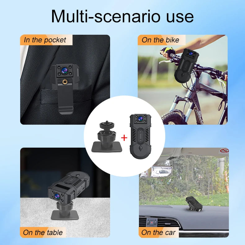 MD32 Mini Body Camera 8 Hours Camcorder Full 1080P HD Police Cam Small 180° Rotating Bike Camera Sports DV Car DVR Pocke Webcam