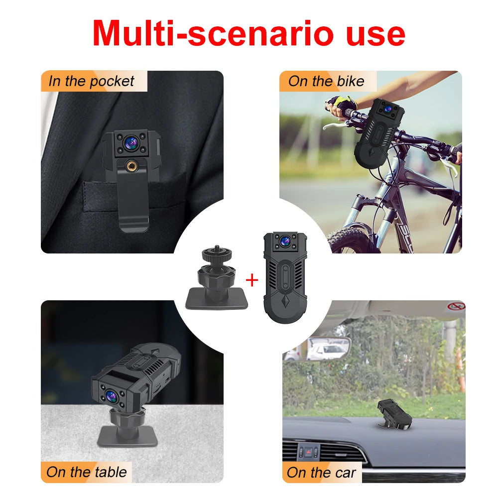 MD32 Mini Body Camera 8 Hours Camcorder Full 1080P HD Police Cam Small 180° Rotating Bike Camera Sports DV Car DVR Pocke Webcam