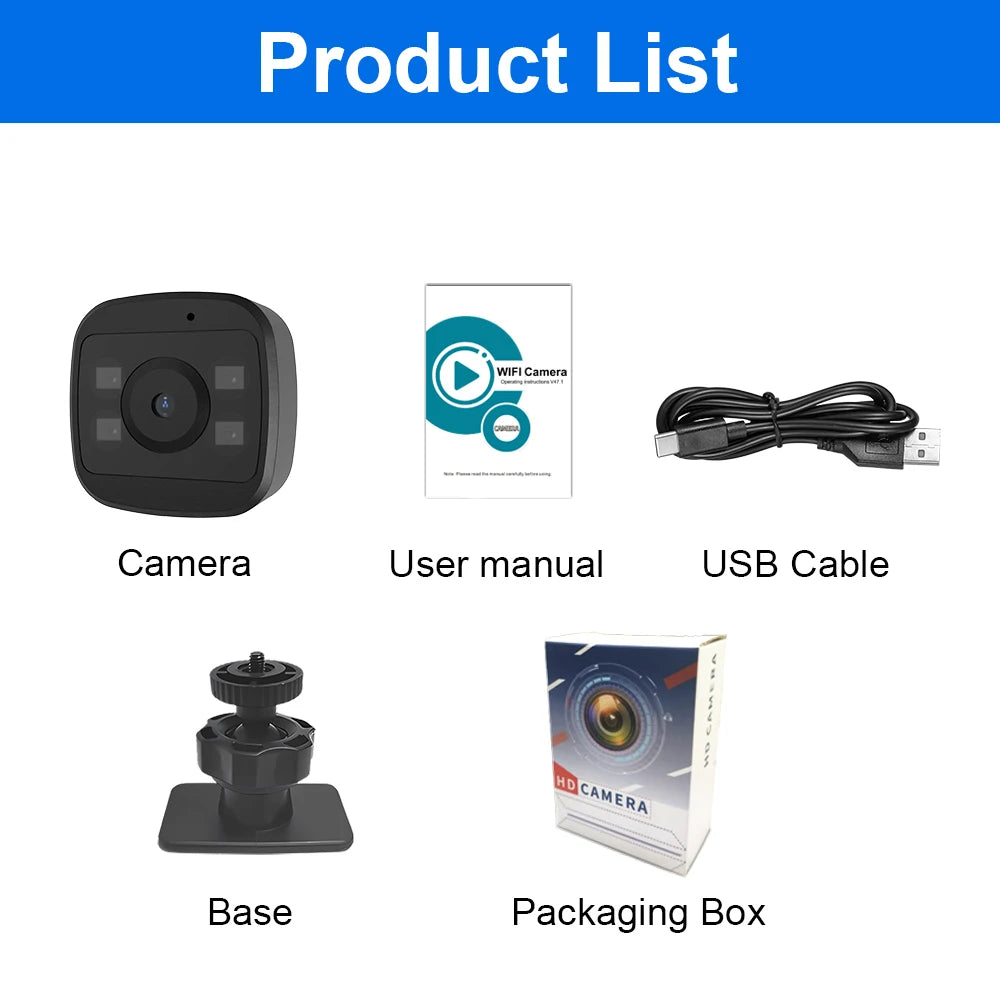 WK15-L Mini WiFi HD Camera, Micro Voice Recorder Cam, Motion Detection, Night Vision, Recording Camcorder, 1080P, IPC, cloud