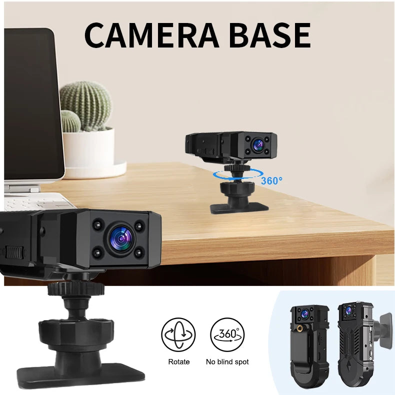 MD32 Mini Body Camera 8 Hours Camcorder Full 1080P HD Police Cam Small 180° Rotating Bike Camera Sports DV Car DVR Pocke Webcam