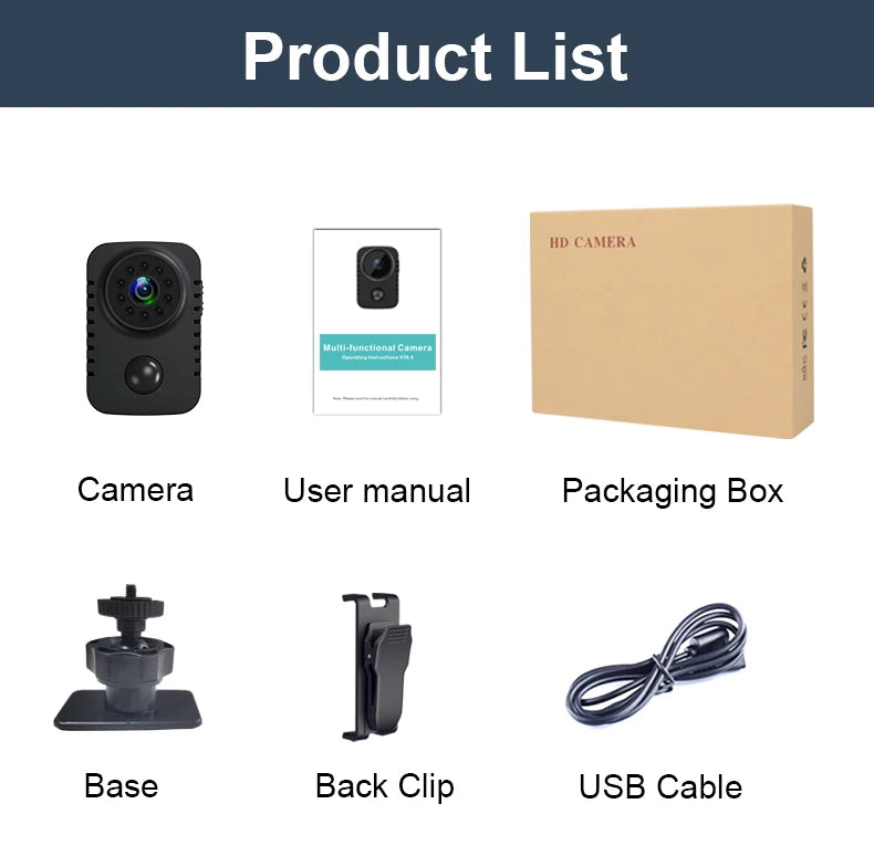 MD29 HD Mini Body Camera 1080P Security Pocket Cameras Motion Activated Small Nanny Cam for Cars Standby Espia Webcam 8H Working