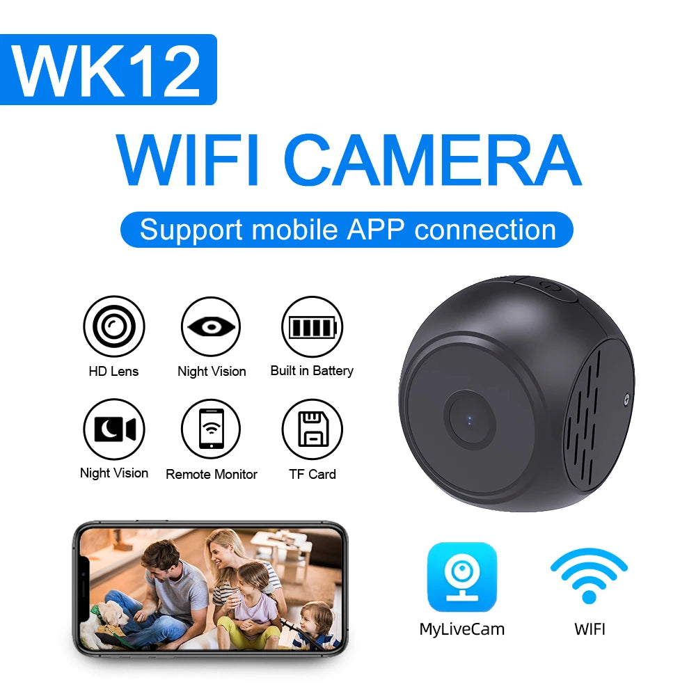 lnhaa WK12 Wifi Surveillance Camera Home Indoor Audio Wireless Camera HD CCTV Video Security Protection Camera Wifi IP Monitor