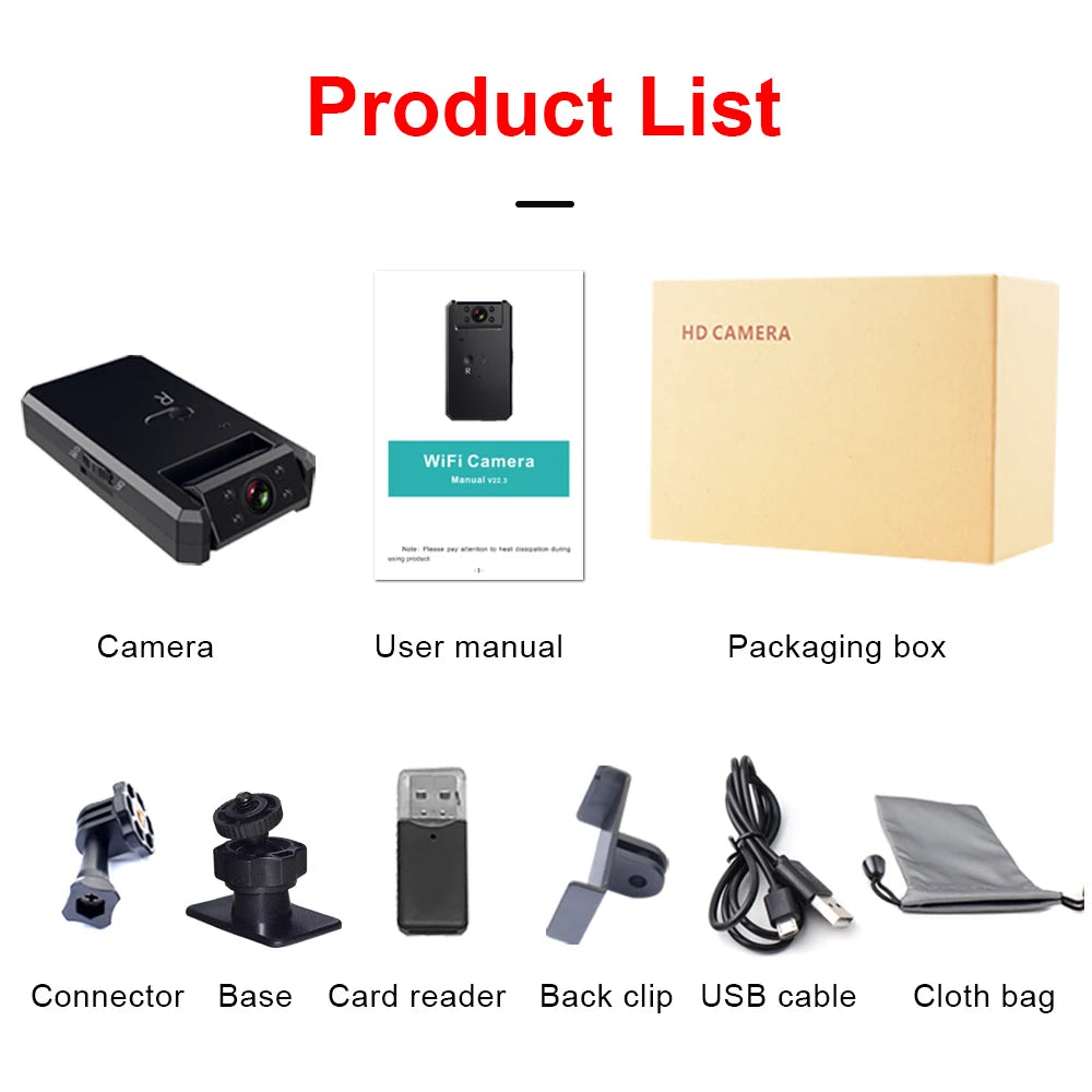 WD6 Mini Camera WiFi 1080P HD Wireless IP Micro Camera Remote Monitor Tiny Video Recorder Motion Detection Mini Cam Night