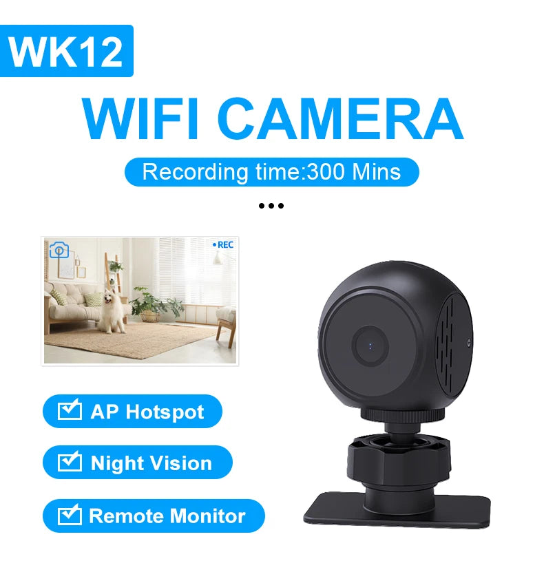 lnhaa WK12 Wifi Surveillance Camera Home Indoor Audio Wireless Camera HD CCTV Video Security Protection Camera Wifi IP Monitor