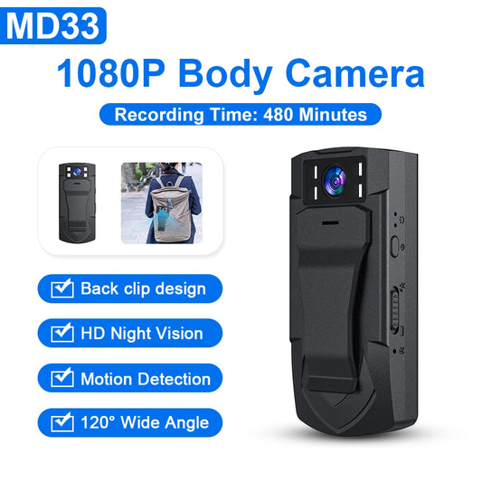 MD33-T 1080P HD Mini Camera Video Recorder Night Vision Micro Camcorder for Aerial Sports Smart DV Voice Body Cam