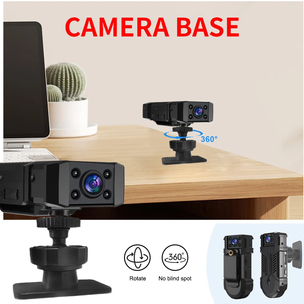 MD32 Mini Body Camera 8 Hours Camcorder Full 1080P HD Police Cam Small 180° Rotating Bike Camera Sports DV Car DVR Pocke Webcam